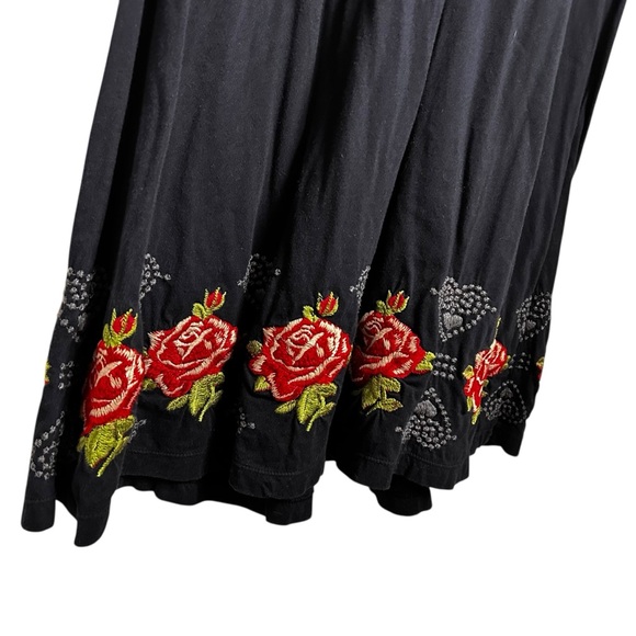 Johnny Was Black Embroidered Rose Cotton Dress SZL - Picture 3 of 5
